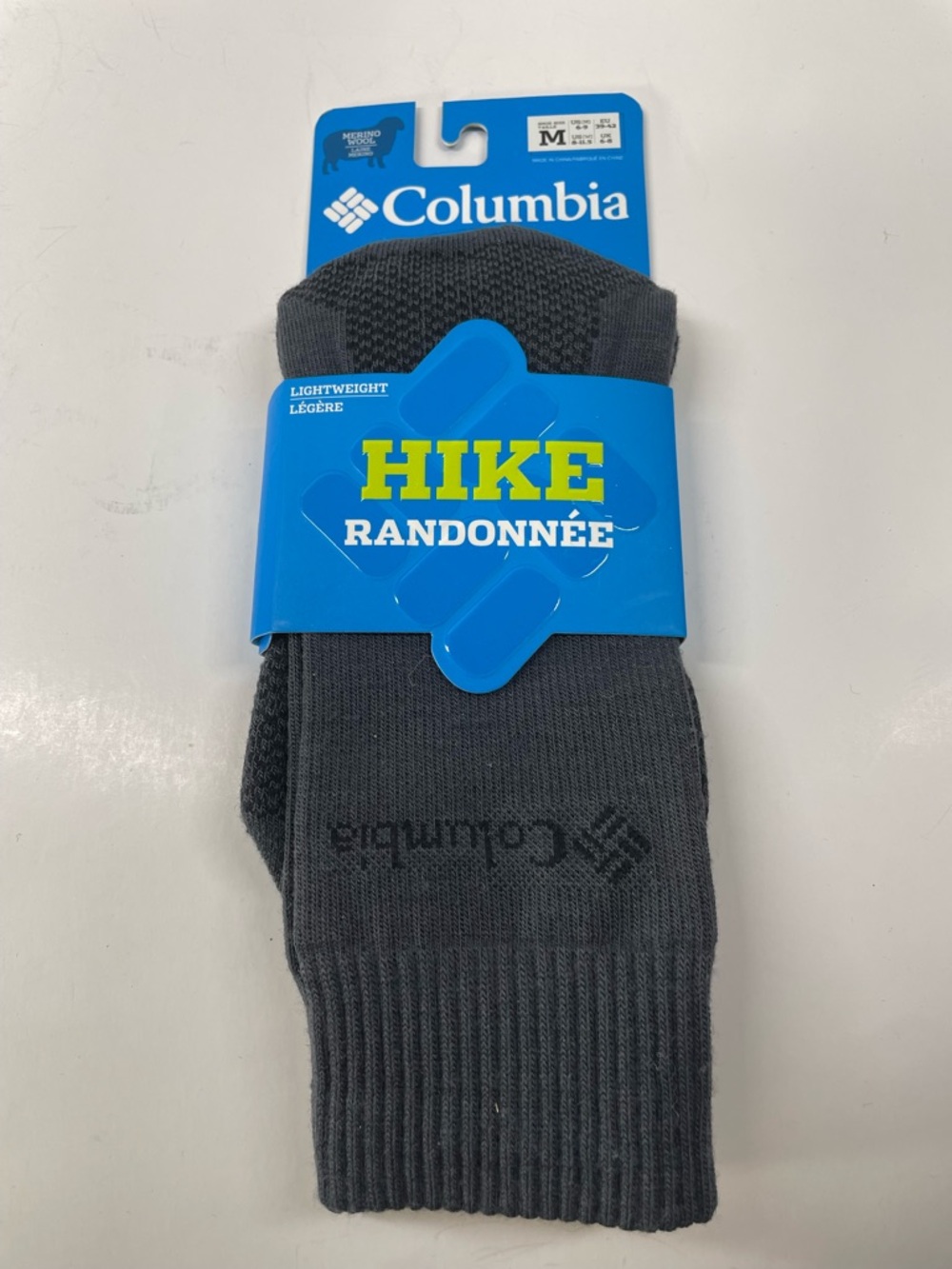 Columbia Hiking quarter Crew Socks Light weight merino wool M6-9, W8-11.5